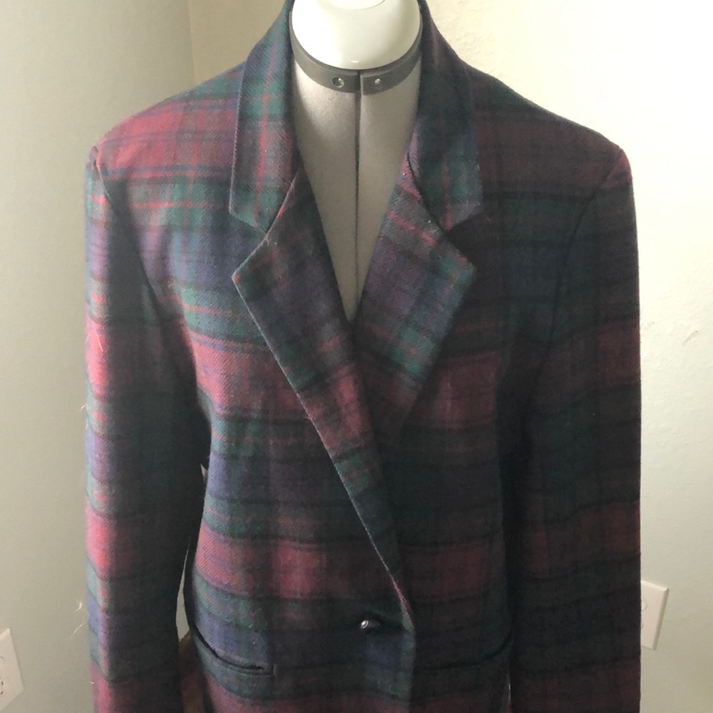 Dark Academia purple plaid Boyfriend Blazer